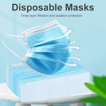 

Fast delivery Hot Sale 3-layers mask 50pcs Face Mouth Masks Non Woven Disposable Anti-Dust Meltblown cloth Masks Earloops Masks