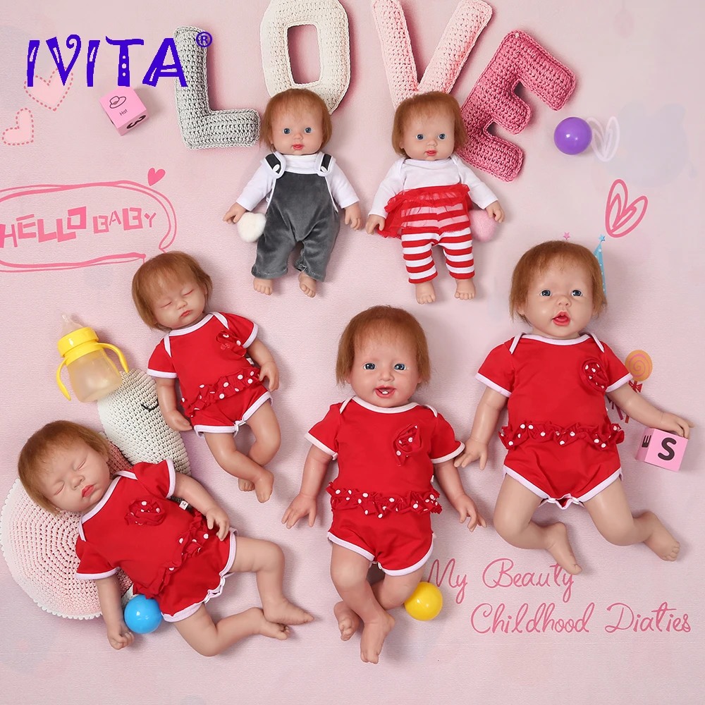 IVITA 100% силиконовые детские куклы с волосами 3 цвета на выбор реалистичные для