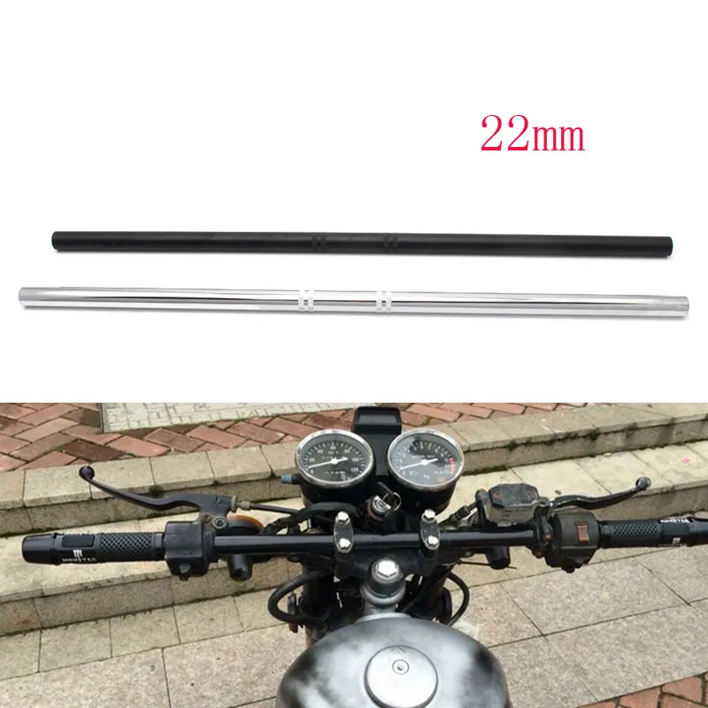 1 шт. 7/" 22 мм мотоцикл велосипед черный/хром металл прямой Стиль Бар Руль Универсальный Для Honda Kawasaki Suzuki Yamaha