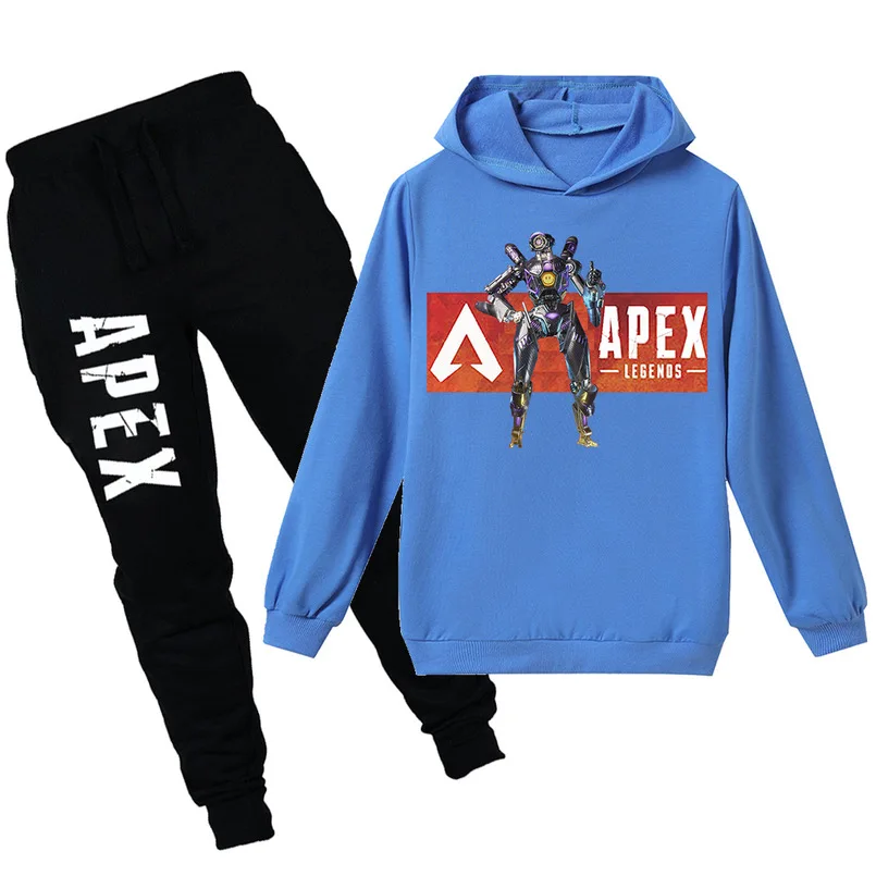 Летняя детская хлопковая Футболка с героями мультфильма «Легенды apex», свитер с длинными рукавами для мальчиков и девочек+ штаны, костюм, Рождественский Костюм