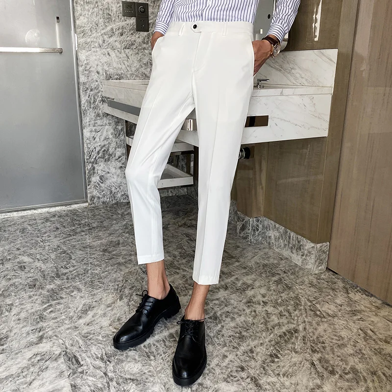Suit Pants Business Casual Trousers Slim-Fit Office Summer Korean Ankle-Length All-Match