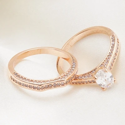 18 стилей кольца для пар кубический циркон кристалл кольца наборы для женщин и мужчин модные свадебные кольцо из розового золота 2 шт - Цвет основного камня: K2257