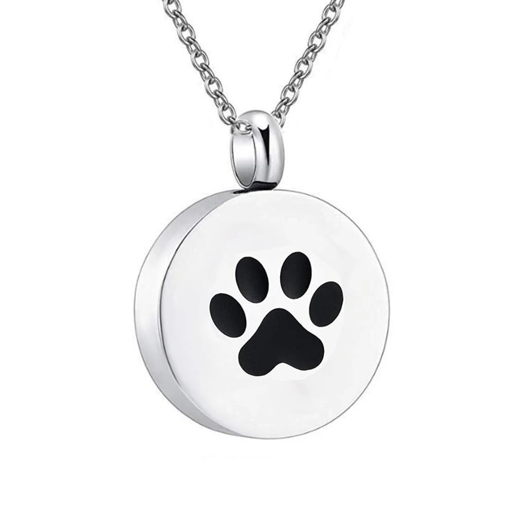 Cremation Ashes Urn Pendant Necklace Pet Paw Memorial Keepsake Jewelry Ashes Necklaces with Fill Kit 