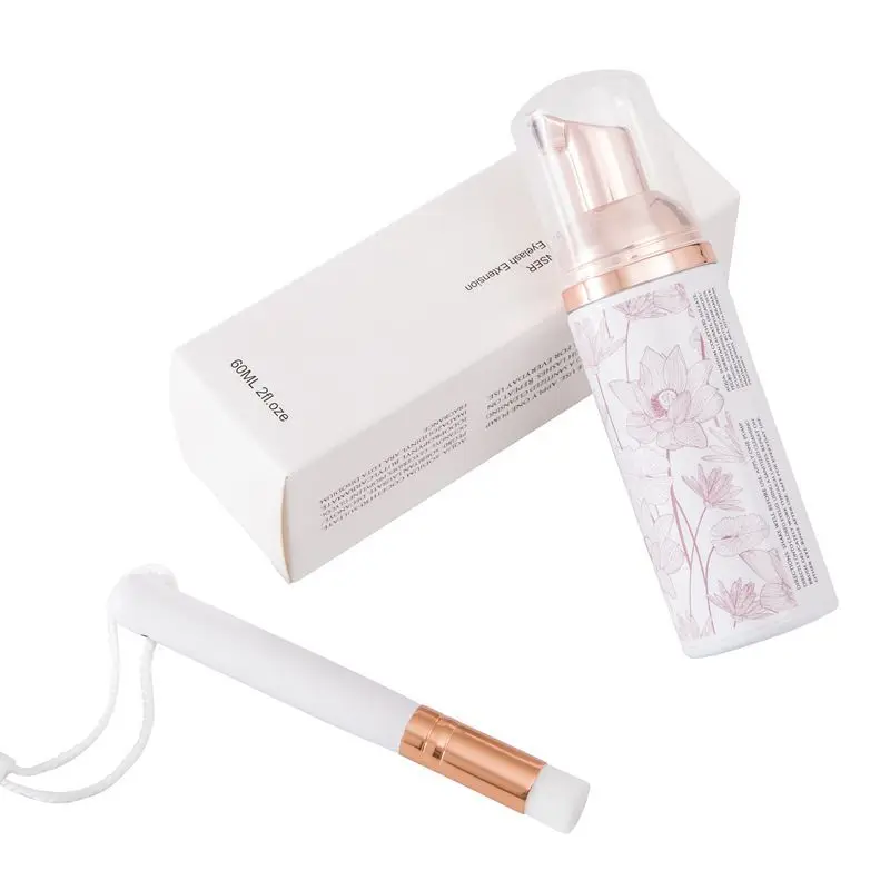 

Eyelash Foam Cleanser Silver Pump Grafting Eyelash Cleaning Mousse 60ml With Brush
