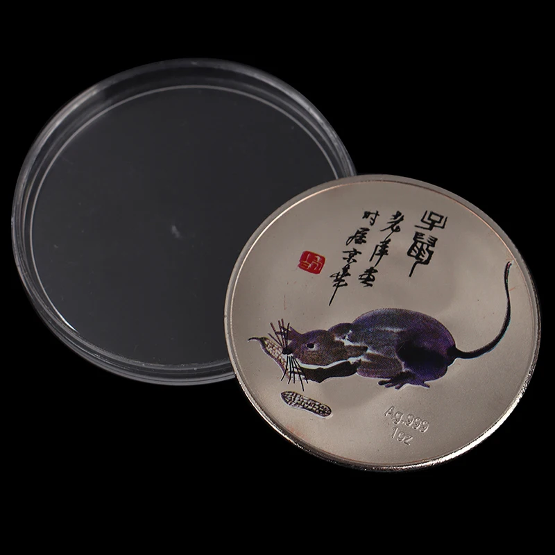 Год крысы Qi Baishi китайская живопись цветная медаль памятная монета Зодиак сувенир коллекция монет Искусство ремесло