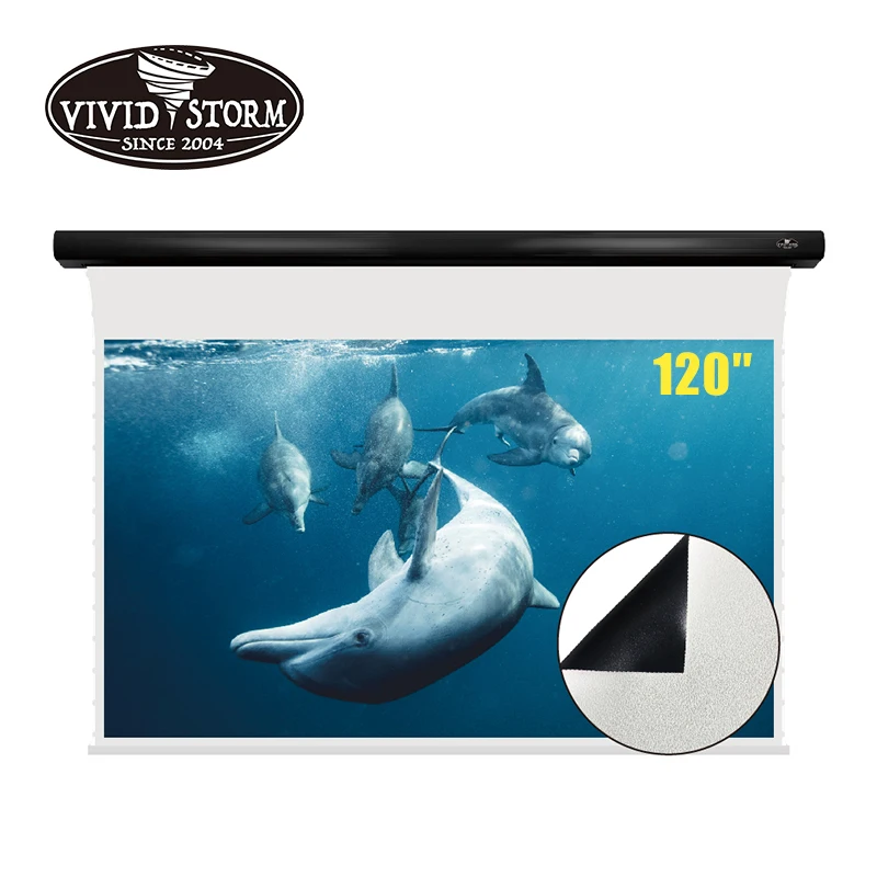 Vividstorm 120 Pollici Slimline Electric 4K Hd Drop Down Schermo Del Proiettore Pvc Bianco Cinema Schermo Materiale Uhd Casa/Film/Teatro