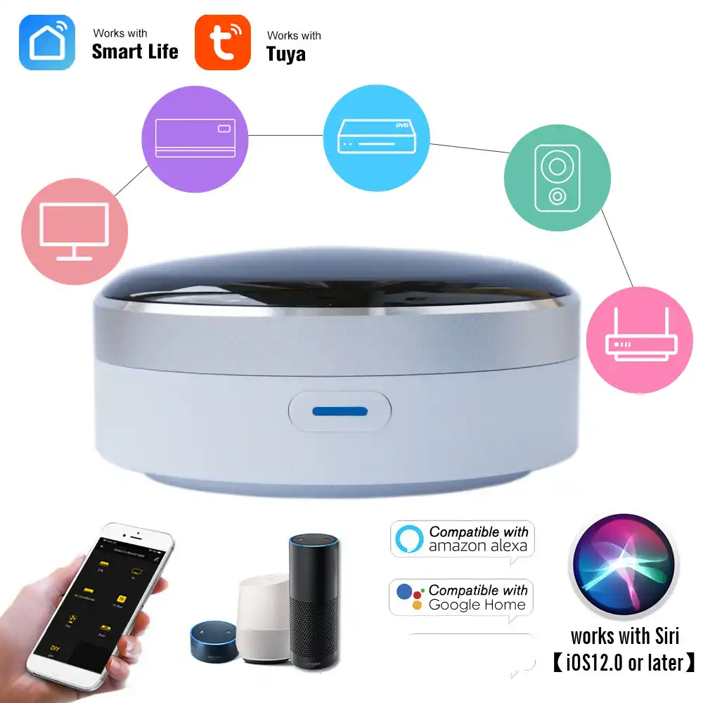 Controle remoto inteligente ir universal, controle residencial infravermelho wifi hub tuya app funciona com google home alexa siri|Controle de casa inteligente| - AliExpress