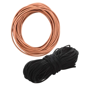 

2 Pcs Suede Leather String Ribbon Cord Lace Strap Lanyard Natural 2mm DIY Deco Black & Natural Color