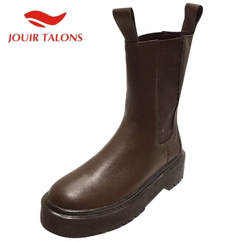 

JOUIE TALONS High Quality Hot Sale woman shoes Platform Round Toe Slip-On Brand New Autumn Winter Ankle Female Boots