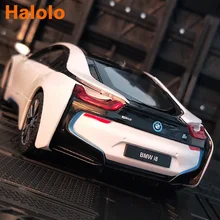 RASTAR-Coche de aleación BMW I8 1:24, vehículo de juguete fundido a presión, colecciona regalos, juguete de transporte sin control remoto