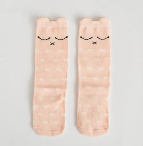 Pink sleep cat 1 пара, Милые Носки с рисунком лисы для малышей, Зимние гольфы для девочек и мальчиков, мягкий хлопковый носок, носки с изображением совы, медведя и животных для малышей 0-3 лет - Цвет: Pink sleep cat
