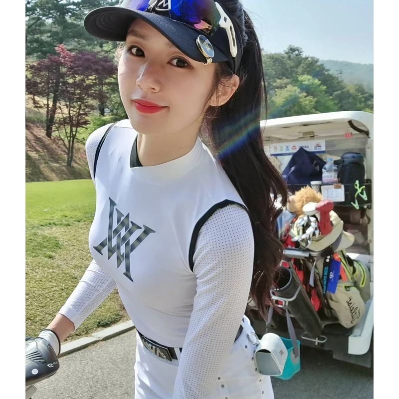 Golf women's shirt spring and summer thin sun-proof long-sleeved stretch fabric and perforated sleeves