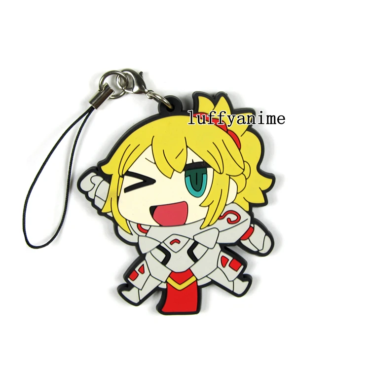 2017 Red Saber Nero Rubber Strap Keychain Phone Charm Fate/Grand Order FGO Fes
