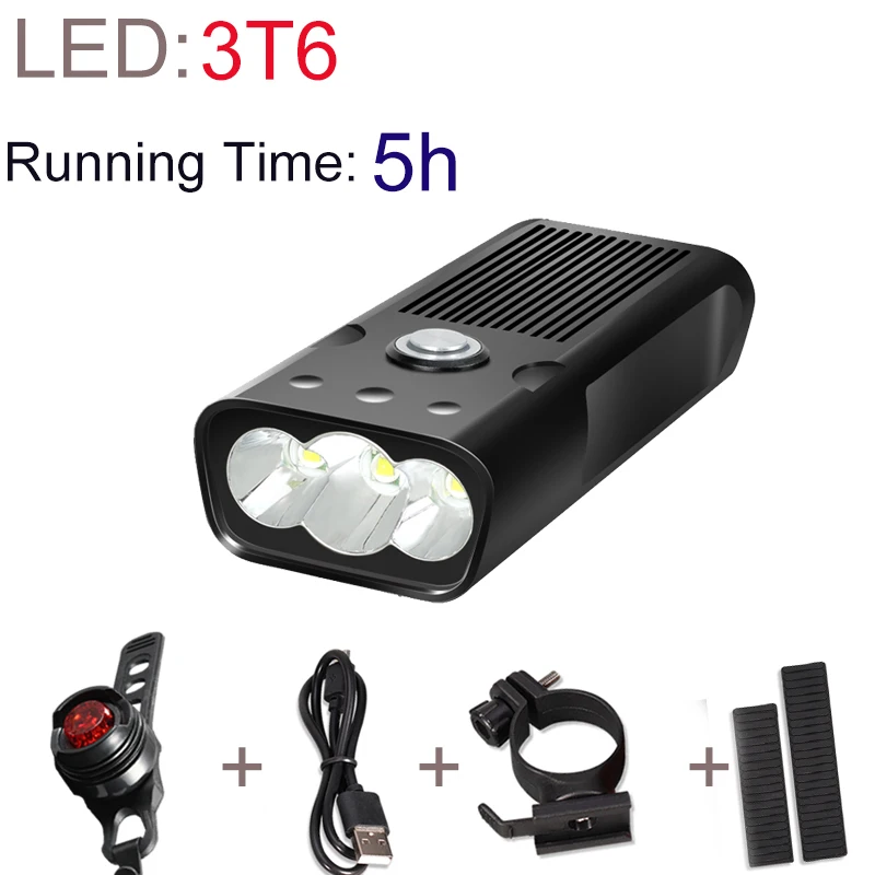 3T6-5 2000Lums велосипедный фонарь L2/T6 USB Перезаряжаемый 5200mAh велосипедный фонарь Водонепроницаемая светодиодная фара power Bank с задним фонарем аксессуары - Цвет: 3T6-5