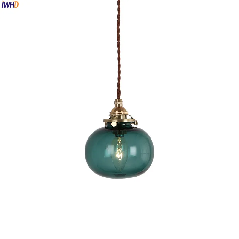 Copper Nordic Glass Ball Pendant Lights Vintage LED Hanglamp Suspension Luminaire Bedroom Pendant Lamp Living Room Decoration