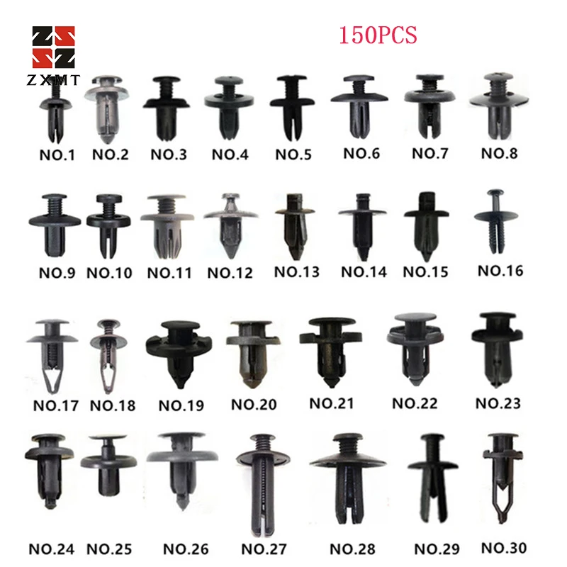 

ZXMT 150PCS/30 Model Universal Mixed Car Bumper Fender Leaf Plate Trunk Screw Rivets Set For All Auto Plastic Fastener Clips