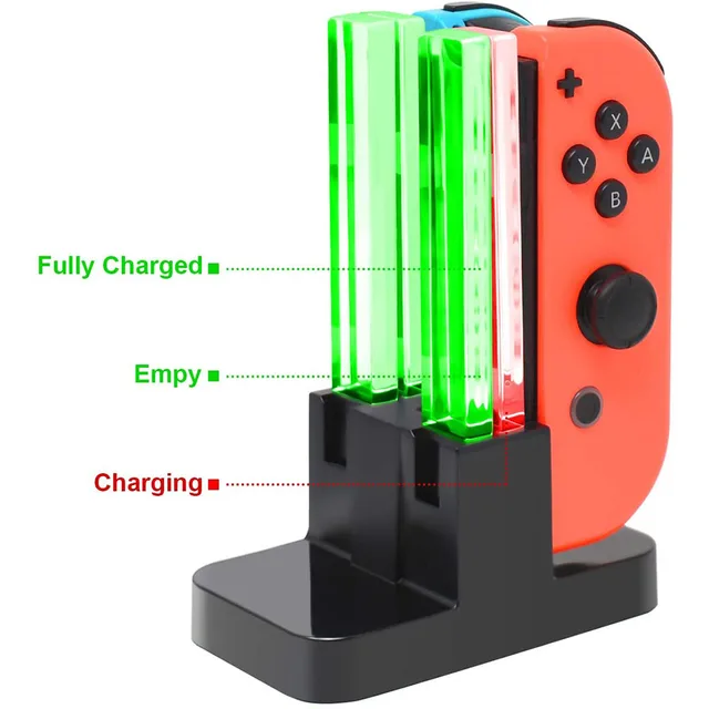 Nintend Switch 4 Controller Charger LED Indicator Charging Dock Station