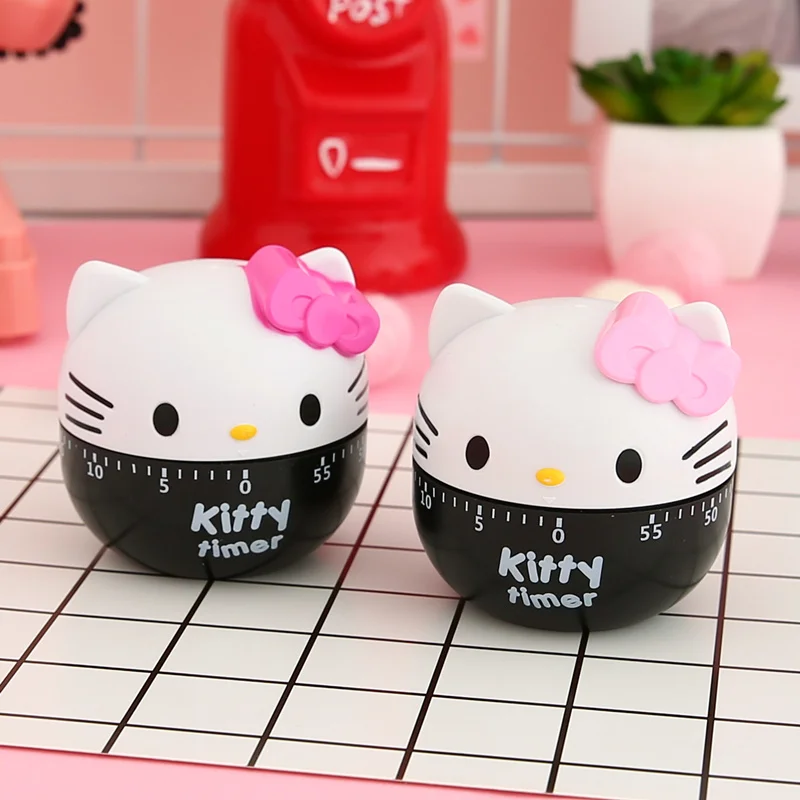 Cartoon kitchen mechanical reminder timer clock mechanism set cute time manager cooking timer hello kitty kitchen egg timer