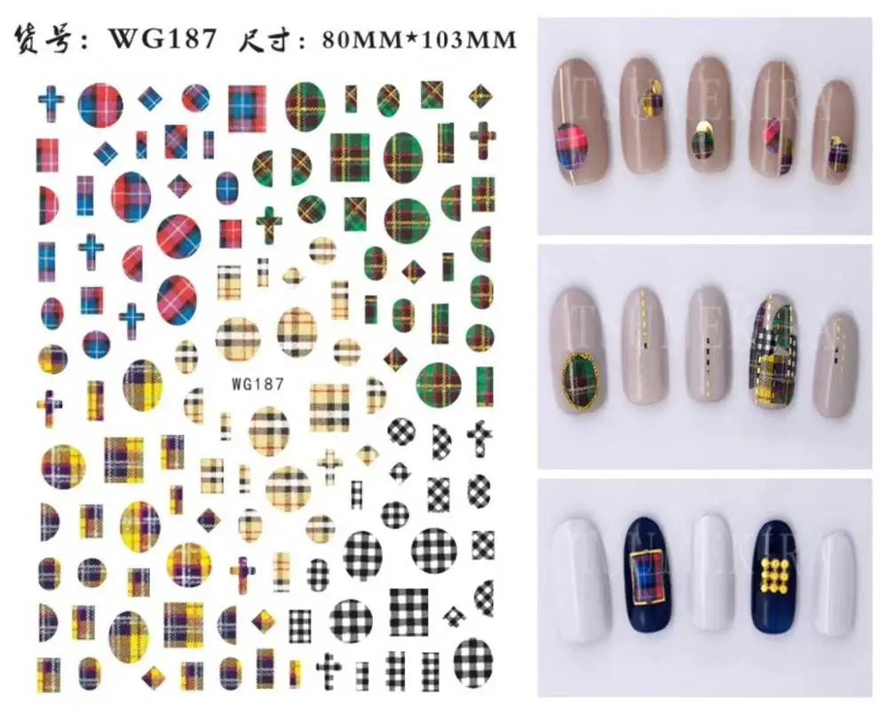 Newest WG 187 188 189 Marble pattern 3d nail art sticker nail decal stamping export japan 5