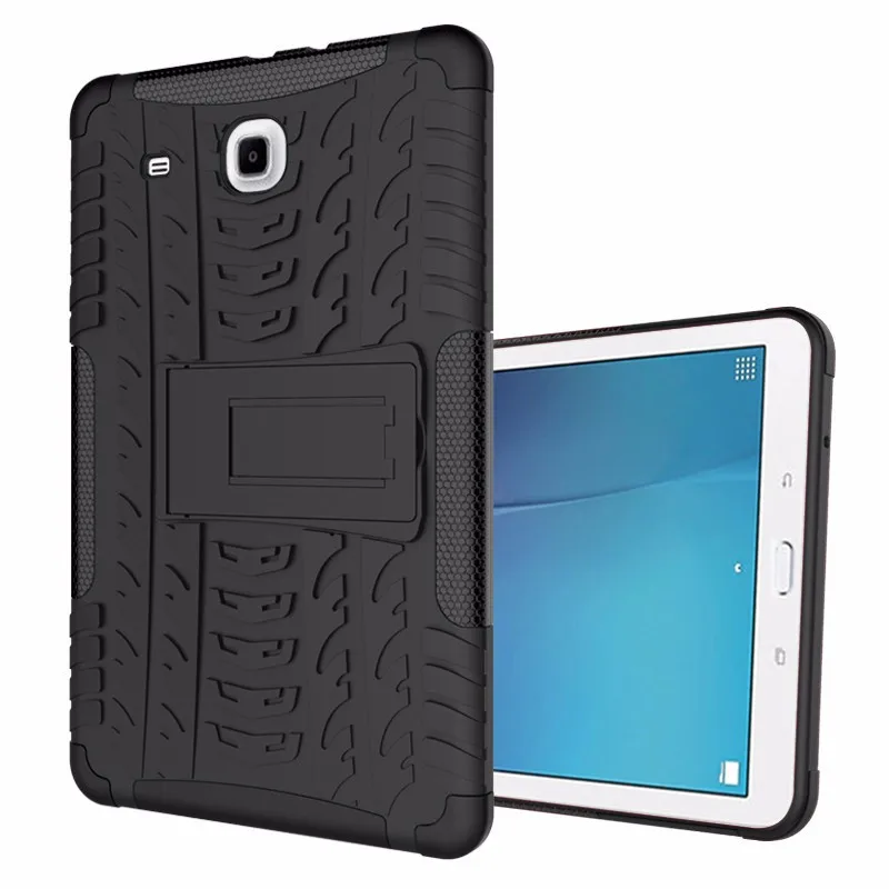 Ударопрочная гибридная Броня с подставкой, жесткий ТПУ+ ПК чехол на заднюю панель для samsung Galaxy Tab E 9,6 дюймов T560 T561 чехол для планшета - Цвет: Black