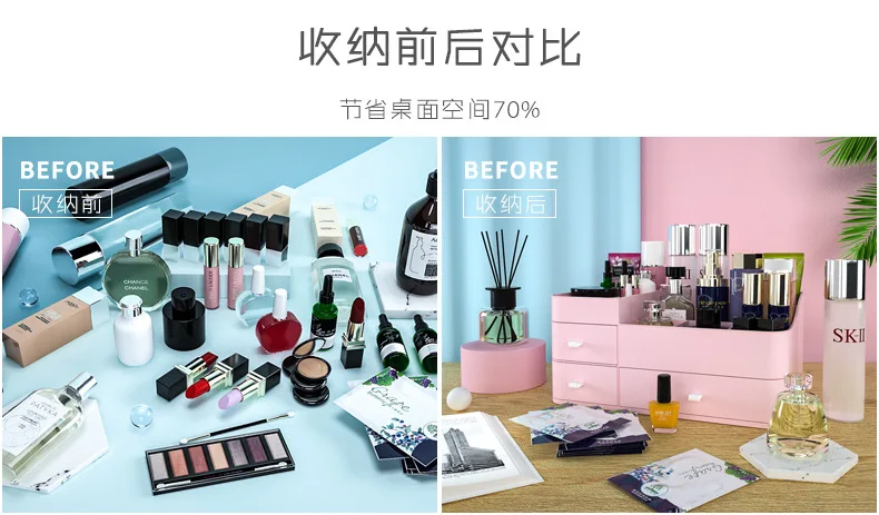 Бытовая коробка для хранения косметики ящик большой Органайзер kou hong shua продукты по уходу за кожей в общежитии комод полка