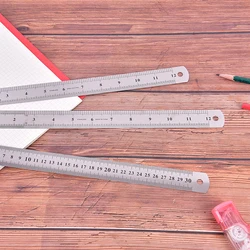 1 Pc 30cm Stainless Steel Metal Straight Ruler Precision Double Sided Learning Office Stationery Drafting Supplies Non Skid Back