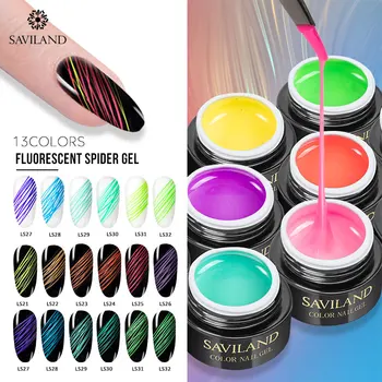 

SAVILAND 13 Colors Neon Fluorescent Spider Gel Rainbow Creative Nail Art Soak Off UV Gel for DIY Gel Paint Design Nail Art