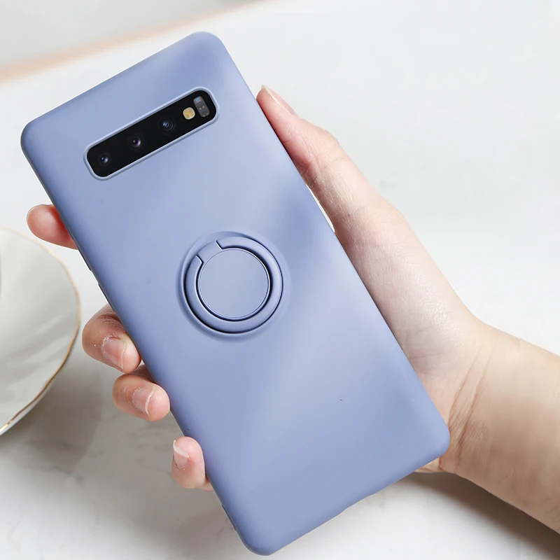 Силиконовый чехол с металлическим кольцом для samsung Galaxy A50 A70 A50S A70S Note 10 Pro 9 S10 E S10E S9 S8 Plus, мягкий силиконовый защитный чехол для телефона