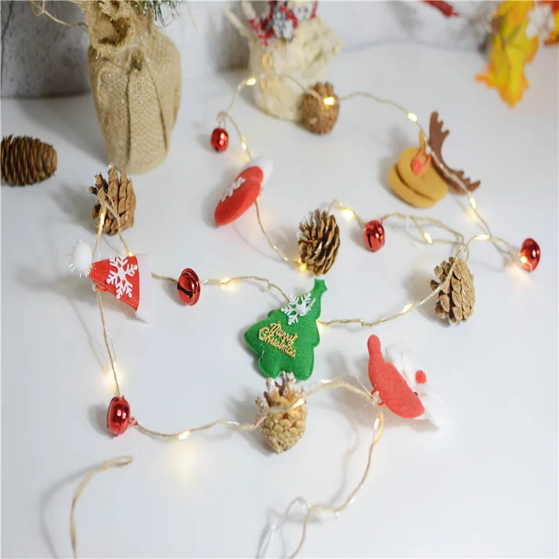 Вечерние украшения, рождественские аксессуары, елочный светильник, s светодиодный гирлянда, вишневый колокольчик, сосновый бисер в виде конусов, светильник со звездой