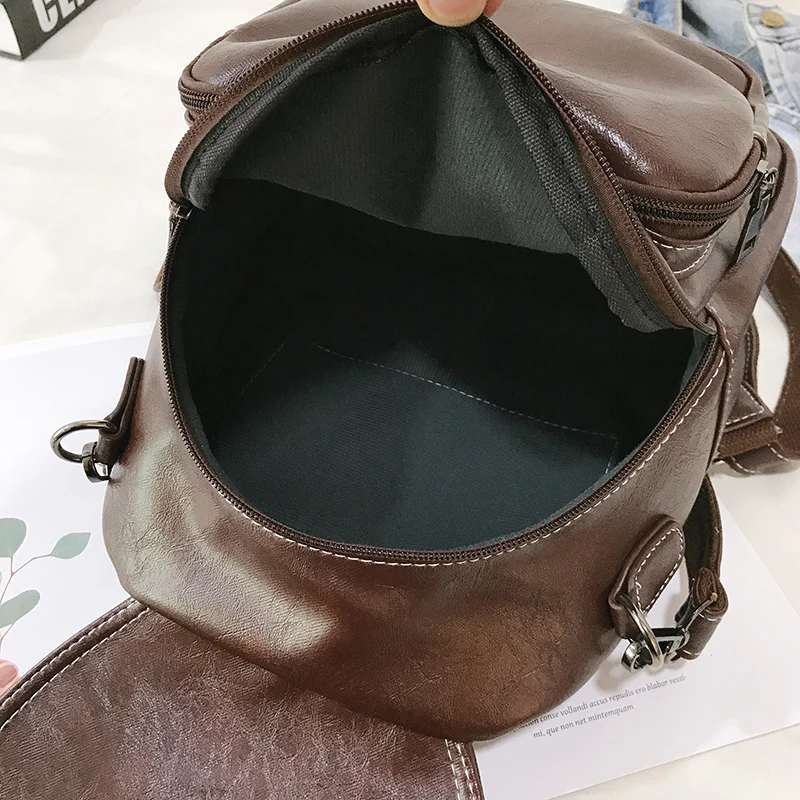 2022 Vintage Backpack Female Pu Leather Women's Backpack Fashion School Bag Backpacks for Teenger Girl Leisure Shoulder Mochila