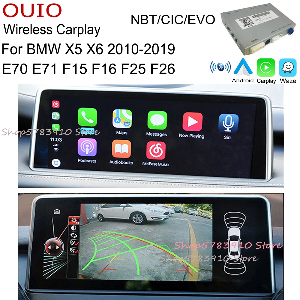 

For BMW X3 X5 X6 E70 E71 F15 F16 F25 F26 F25 BNT CIC EVO wireless carplay/ Android Carlief Interface Adapte Rear camera