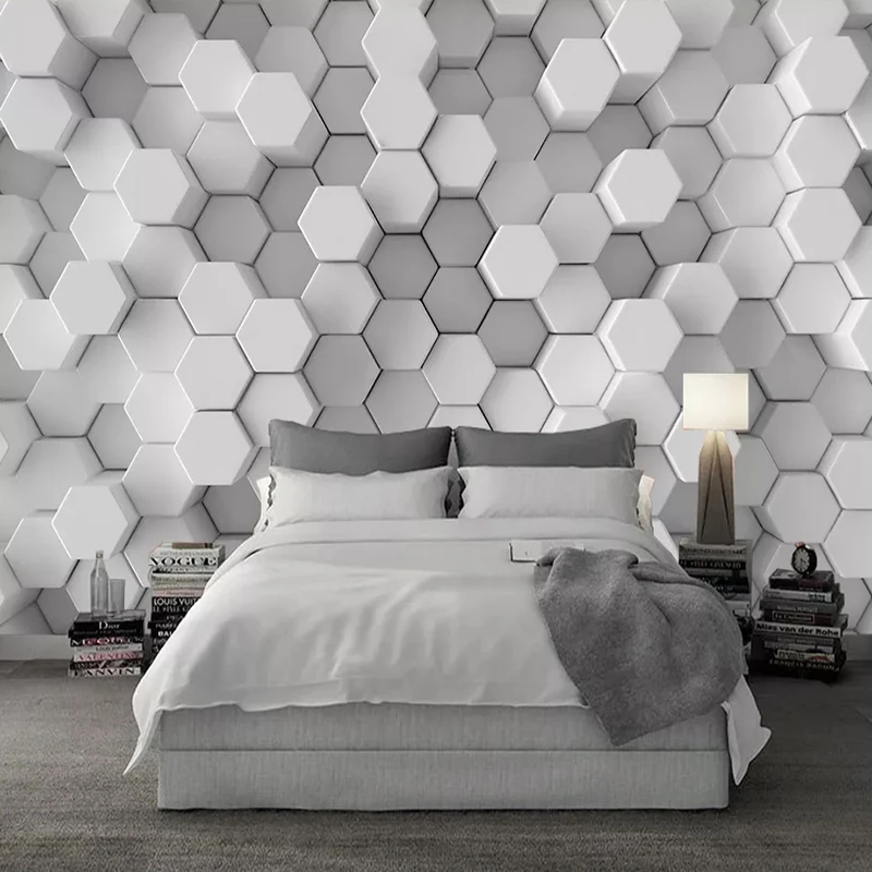 Custom Any Size 3D Wallpaper Modern Creative White Hexagon Geometric Mosaic Photo Wall Paper Living Room Bedroom Mural Painting metal paperweights creative paper weight chinese painting calligraphy bronze paperweights xuan paper pressing prop tinta china