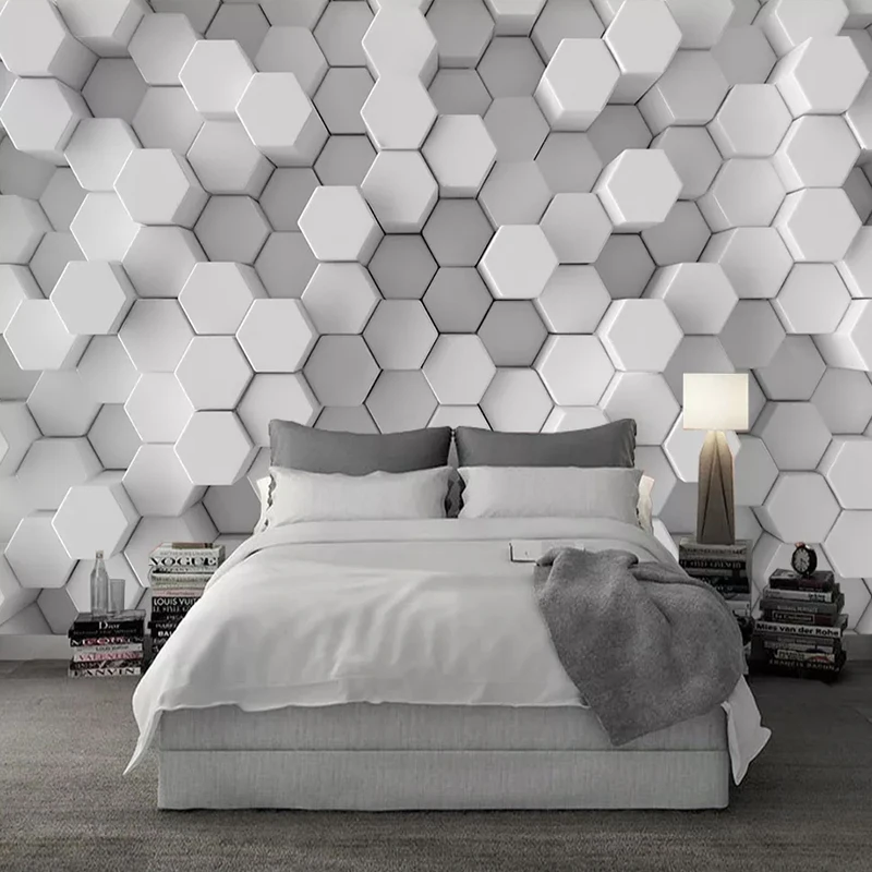 Custom Any Size 3d Wallpaper Modern Creative White Hexagon Geometric Mosaic  Photo Wall Paper Living Room Bedroom Mural Painting - Wallpapers -  AliExpress