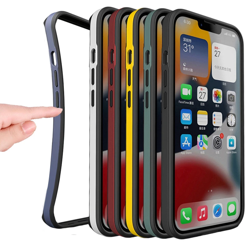 Slim Silicone Bumper Case For iphone 13 Pro Max 12 Mini Luxury Flexible Thin Shockproof Anti-Slip Soft Frame Accessories MagSafe Charger