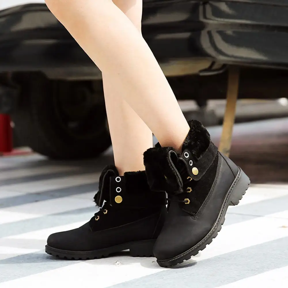 SUADEEX Snow Boots Women Shoes For Winter Warm  Adjustable Height Boot Casual Waterproof Leather Botas Mujer Female Fashion Shoe