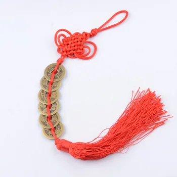 

300 pçs boa fortuna vermelho chinês nó feng shui conjunto de 6 sorte charme antigo i ching moedas prosperidade proteção wa3638
