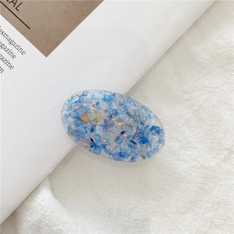 Blue-Style1 Дизайн, корейский стиль, заколка для волос для девочек, полые геометрические формы капли воды, квадратные заколки для волос, цветные мраморные текстурированные принты - Цвет: Blue-Style1