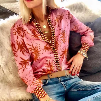 

2019 Autumn Boho Blouse Shirts Women Turn-down Collar Floral Print Shirt Female Elegant Long Sleeve Femme Casual Button Blouses