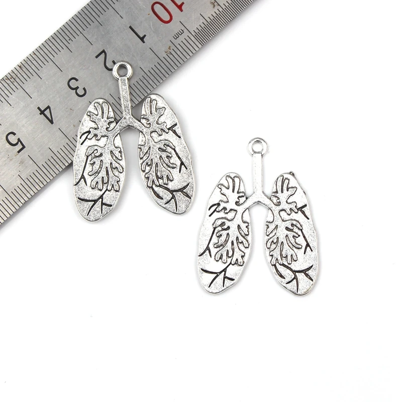 10pcs Charms Human Respiratory Organs Lung 29*39 Mm Tibetan Silver