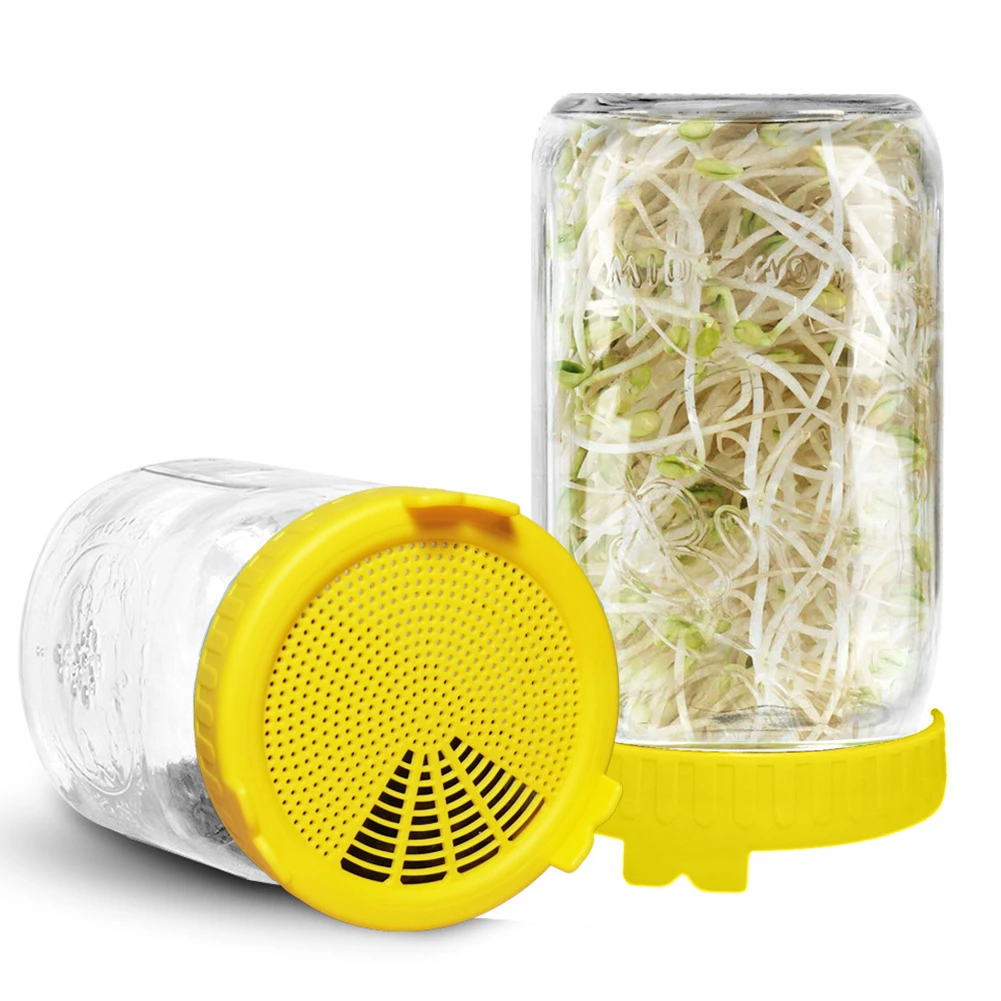 1PC Food Bottle Grade Mesh Sprout Cover Kit Seed Crop Germination Strainer Silicone Sealing Ring Lid Mason Jar Germination