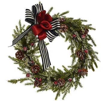 

1Pc Garland Prop Pinecone Wreath Decorative Wreath Door Hanging Pendant for Christmas Door Party Home
