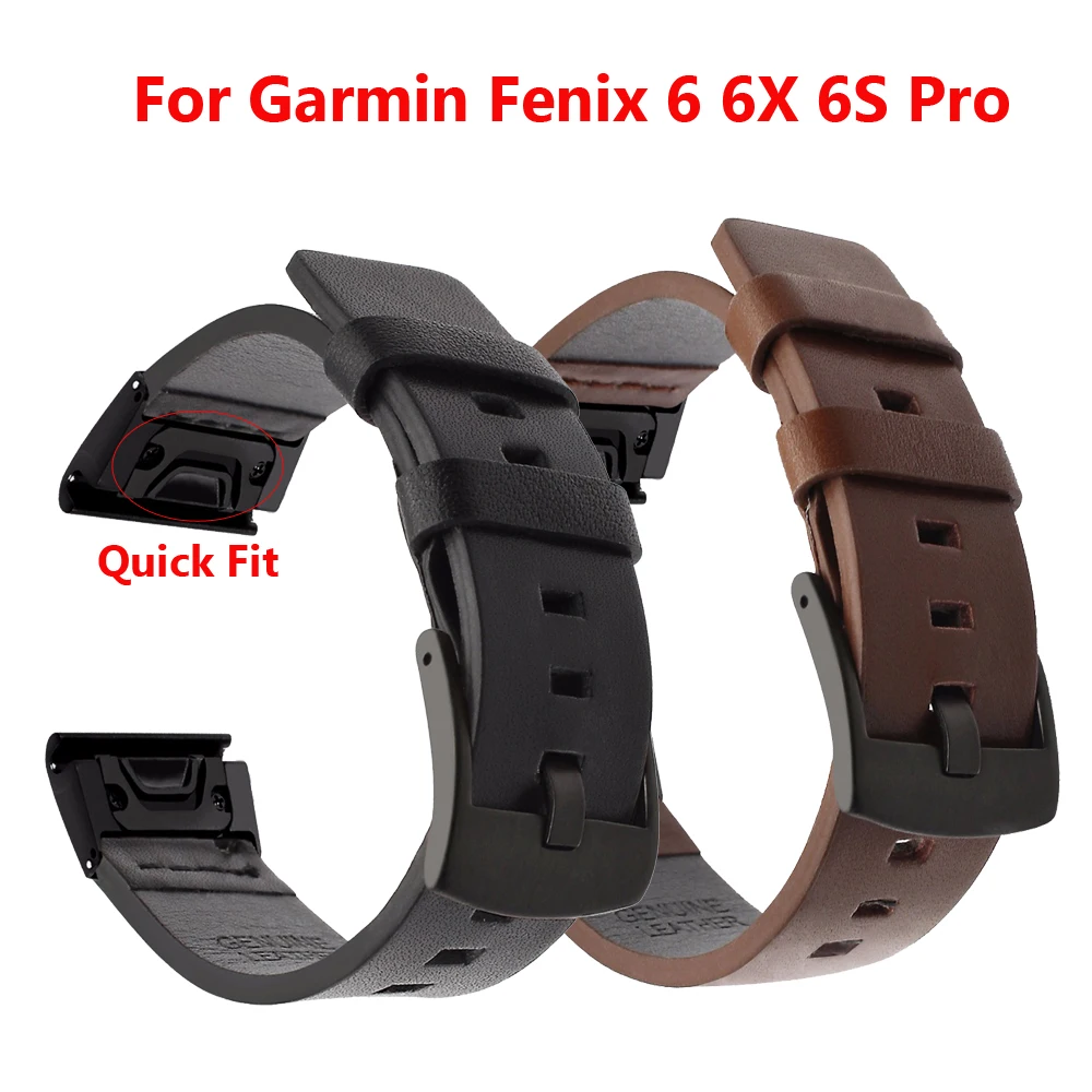 Quick Fit для часов из натуральной кожи шириной 20 мм/22 мм/26 мм Garmin Fenix 6X Pro / 5X Plus/6S Plus/5S/6
