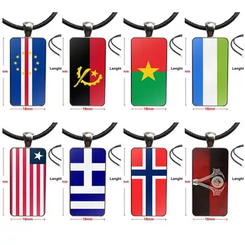 

For Women Wedding Gift Sierra Leone Flag Other Country Flags Glass Cabochon Pendant Necklace Rectangle Fashion Necklace