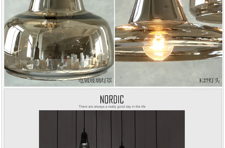 Simple Creative Northern European-Style Art Lighting Glass Shadow Chandelier Bar Counter Meal Living Room Single-head Small Drop