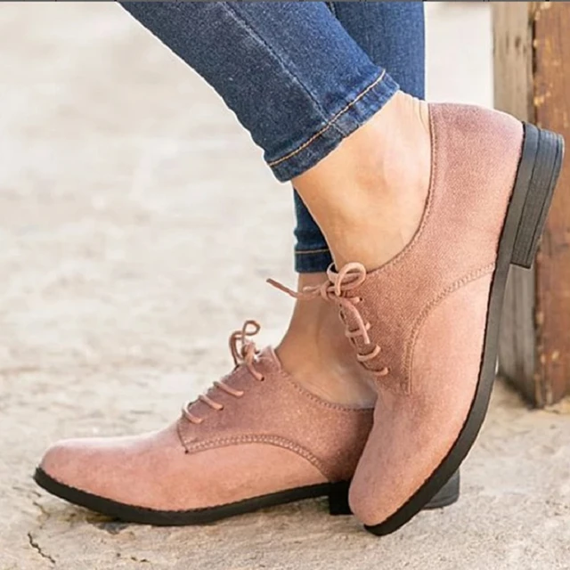 Zapatos de tacón bajo con cordones para mujer, calzado informal de plataforma, zapatos oficina de Señoritas, primavera y otoño _ AliExpress Mobile