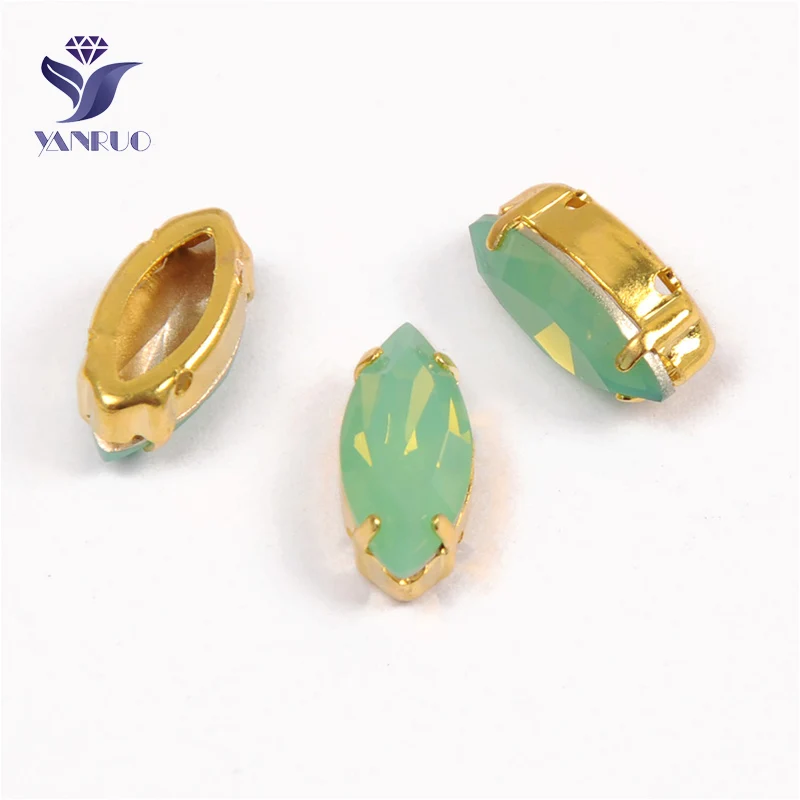 Pacific Opal Yanruo 4200 забавные маркизы с камнями K9 Глаза Лошади Стразы заостренные сзади Стразы все для шитья - Цвет: Pacific Opal