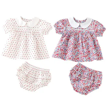 

Newborn Baby Girl Toddler Infant Outfits 2PCs Outfits Clothes Off shoulder Solid Tops Floarl Short Pant Headband 0-3T3