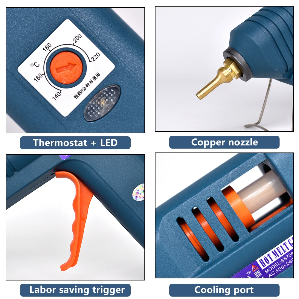 150W hot melt glue gun, replaceable nozzle, temperature adjustment, use 11mm glue stick, industrial gun, used for repairing