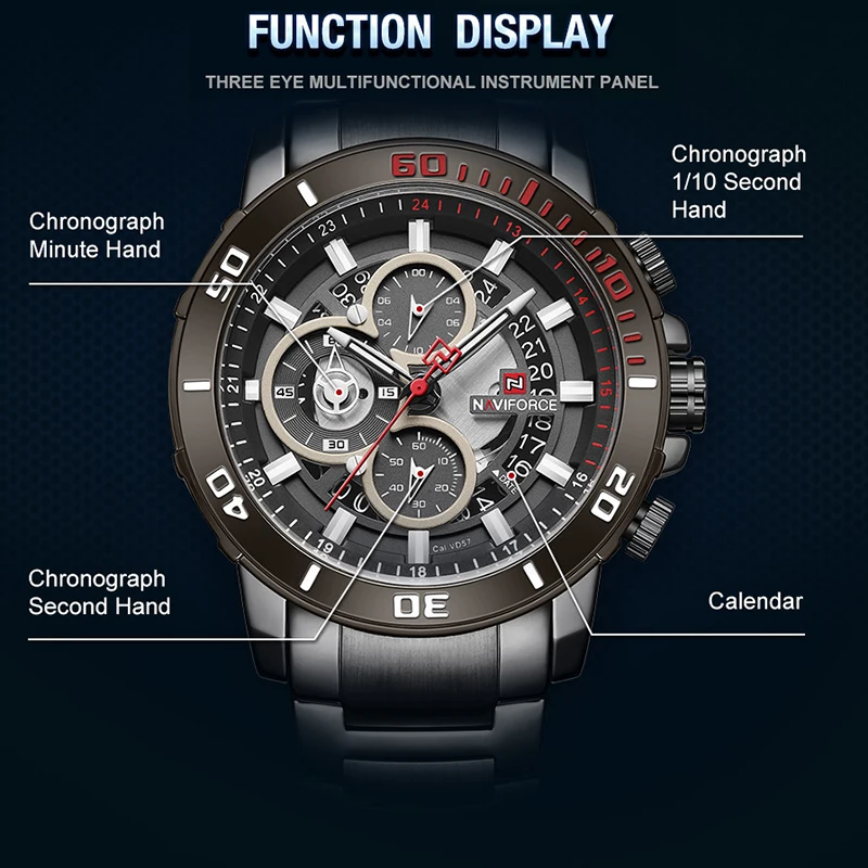Новые NAVIFORCE мужские часы Топ люксовый бренд нержавеющая сталь кварцевые часы мужские хронограф водонепроницаемые часы Relogio Masculino