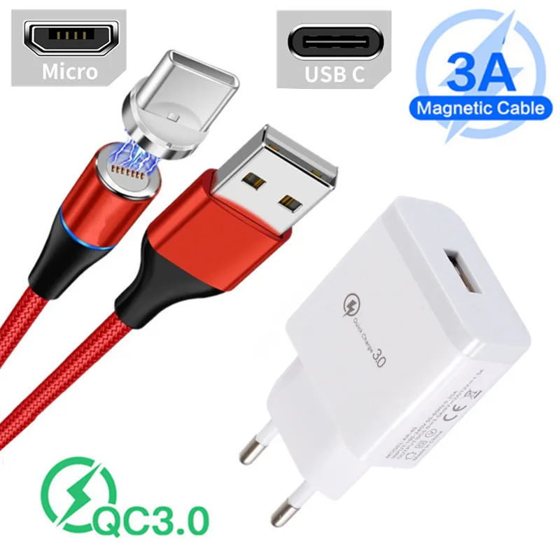 Сетевое зарядное устройство Realme XT C3/5/6/7 магнитный микро кабель с разъемом USB Type C